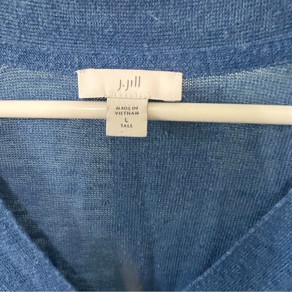 J Jill Linen dress v-neck long sleeve Cornflower Blue Large - Picture 3 of 9